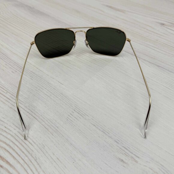 Ray-Ban Caravan Green Lenses Gold Frame Unisex Sunglasses RB3136 001-58 - Picture 4 of 10